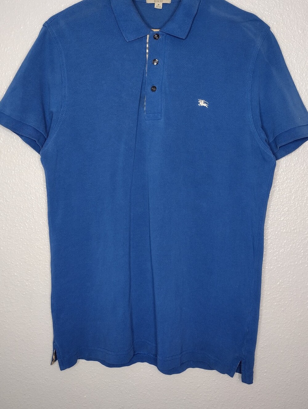 Burberry Blue Slim Fit Short Sleeve Polo Shirt Sz M - Picture 4 of 16